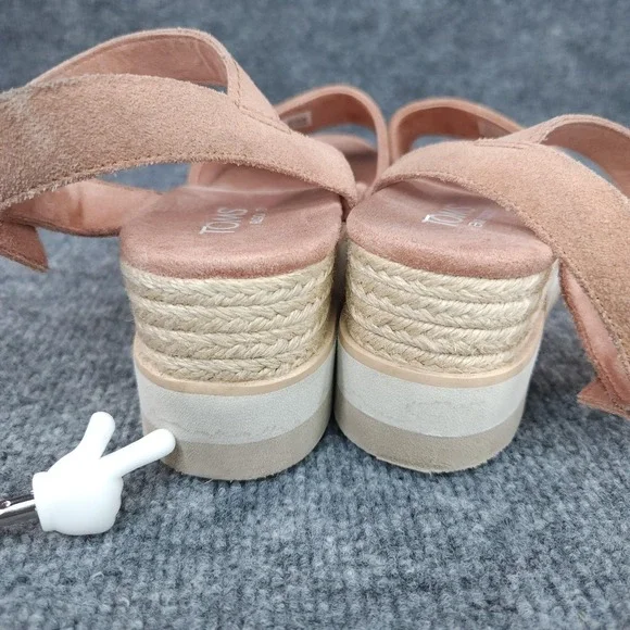TOMS Sandals Womens Size 8 Pink Platform Espadrille Wedge Buckle Ankle Strap - Picture 10 of 14